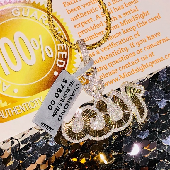 Genuine diamond pendant for men, real diamond Allah charm, Ramadan, eid. Islam, - Picture 5 of 5